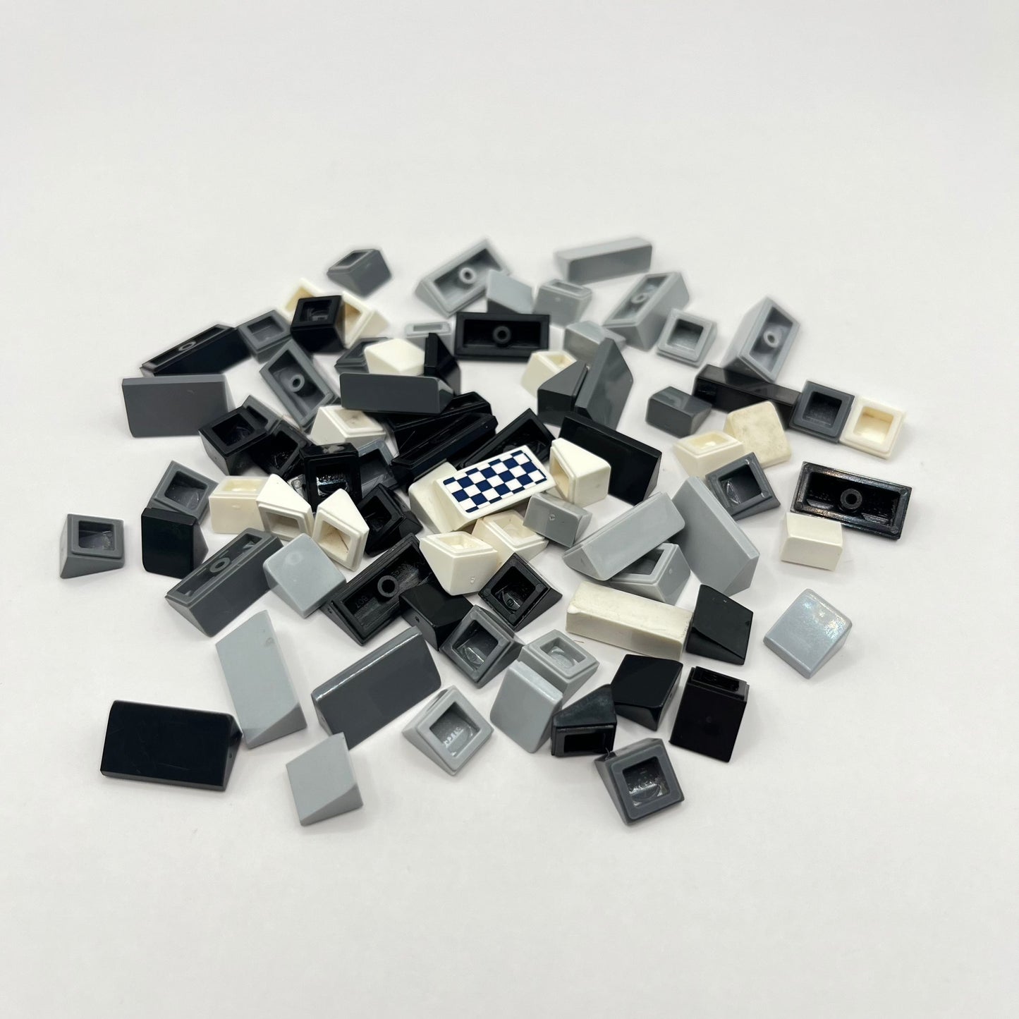 LEGO 1x1x2/3 Slope 30, Black, White and Grey, Approx. 75g Cheese Decoration