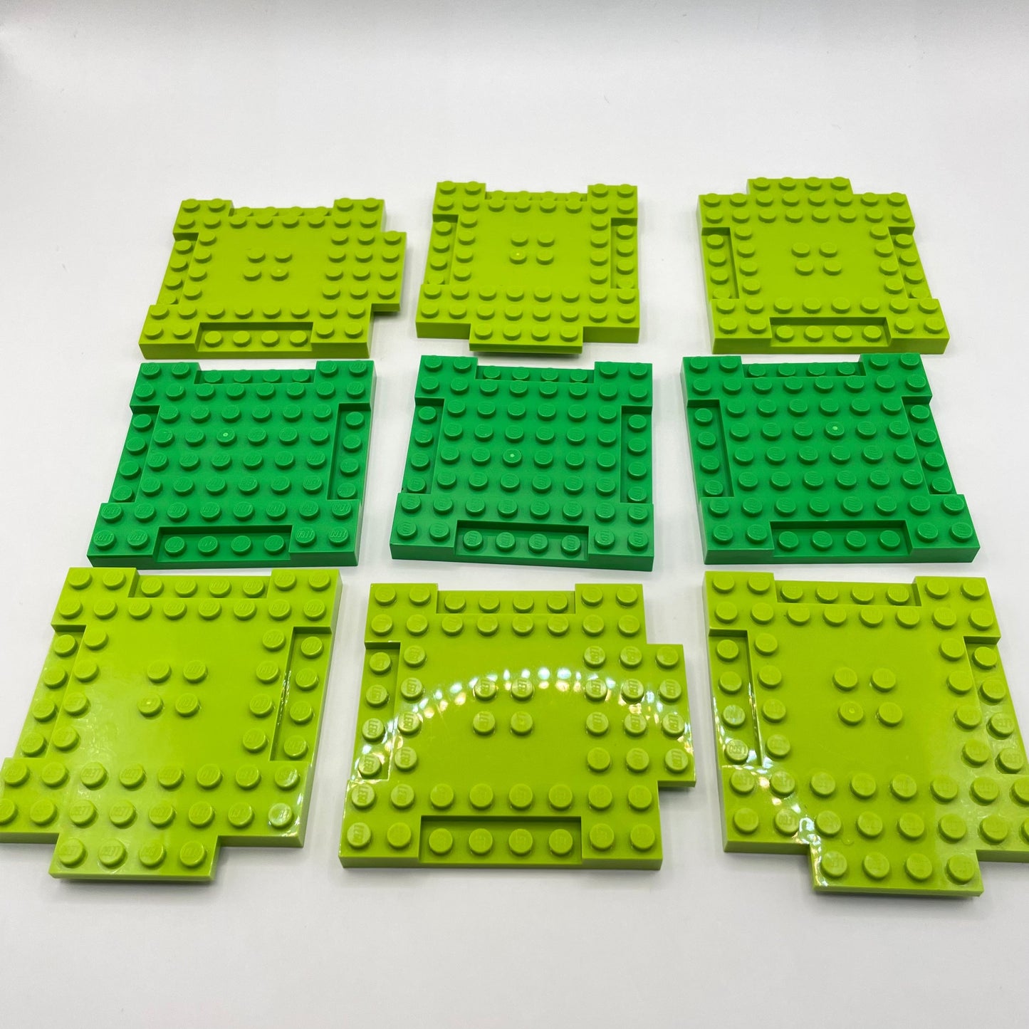 LEGO Modified Plates 8x8, Mixed Green, 9 Pieces