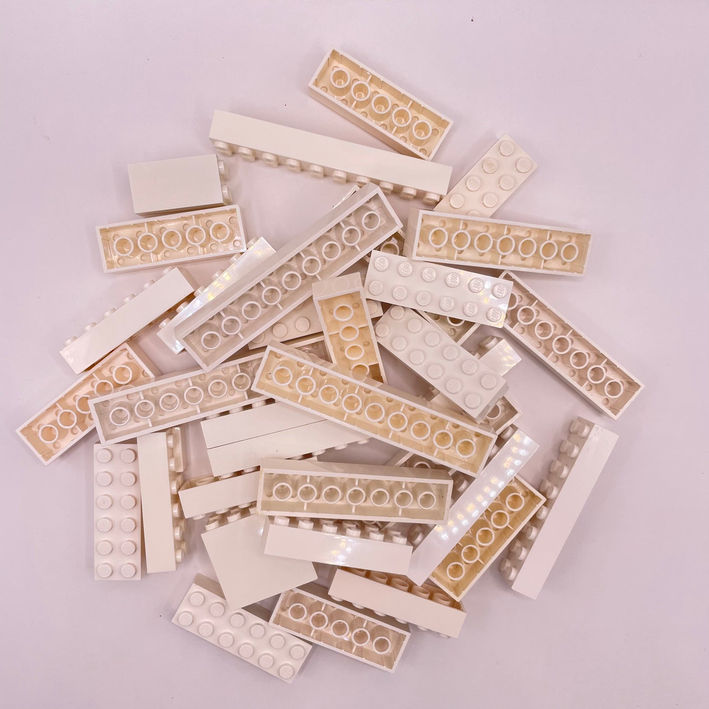 LEGO Bricks, Long, 2x Wide, White, Approx. 140g