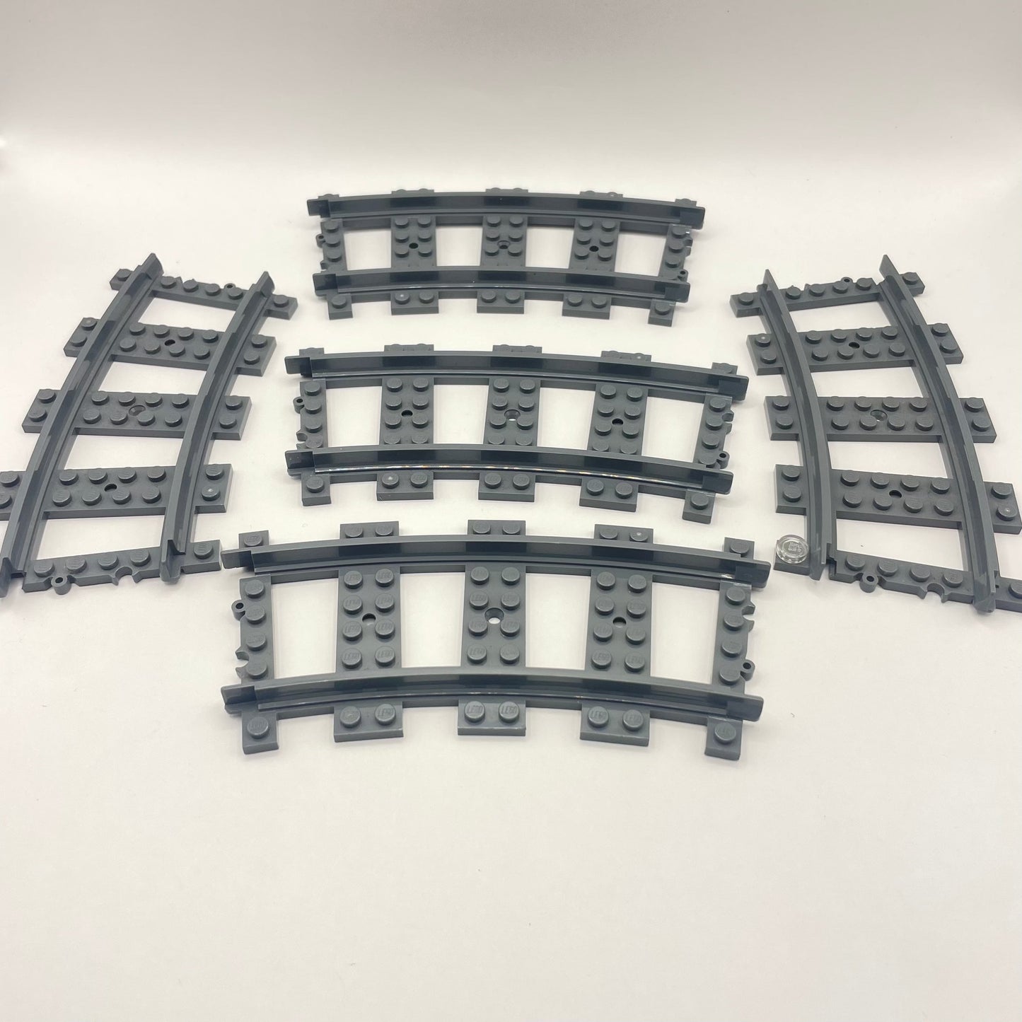 LEGO Dark Bluish Grey, RC Train Track, Curve, 5 Pieces