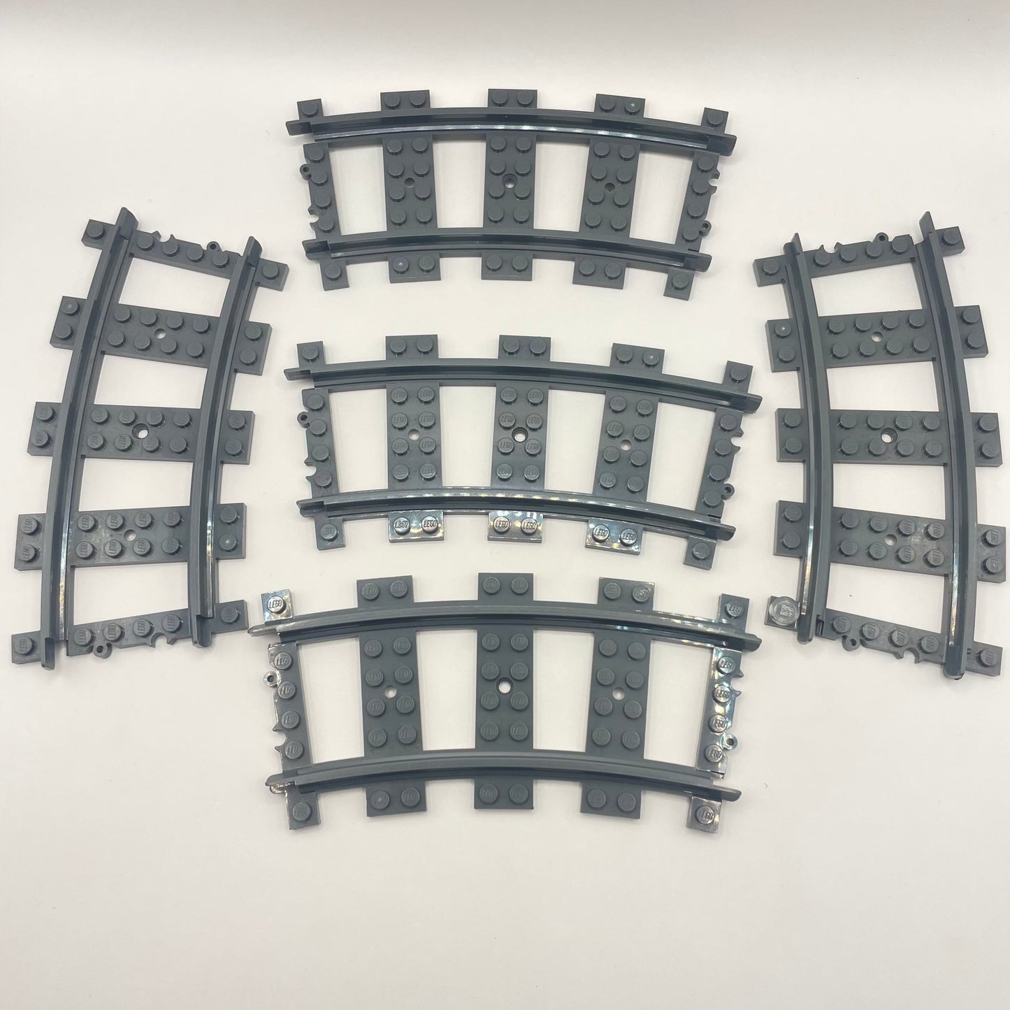 LEGO Dark Bluish Grey, RC Train Track, Curve, 5 Pieces