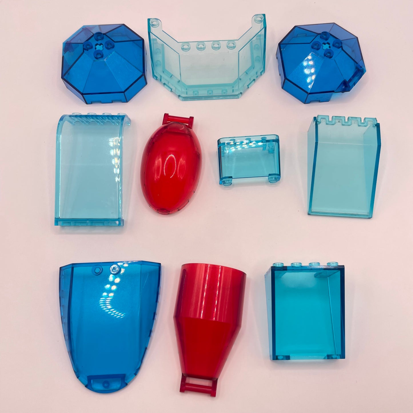 LEGO Mixed Windscreens, Hatches, Transparent, Mixed Colours, Vehicles, 10 Pieces