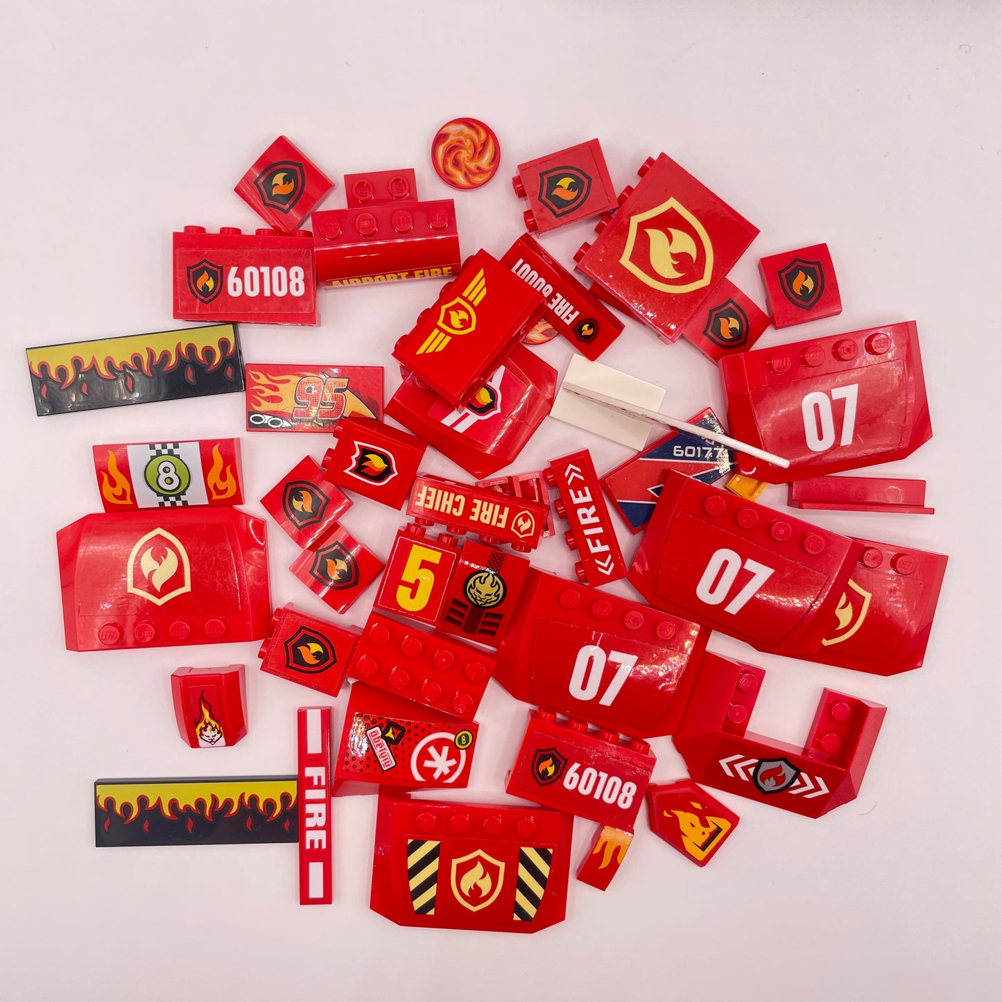 LEGO Fire, Stickers/ Printed Pieces, Red, Approx. 65g