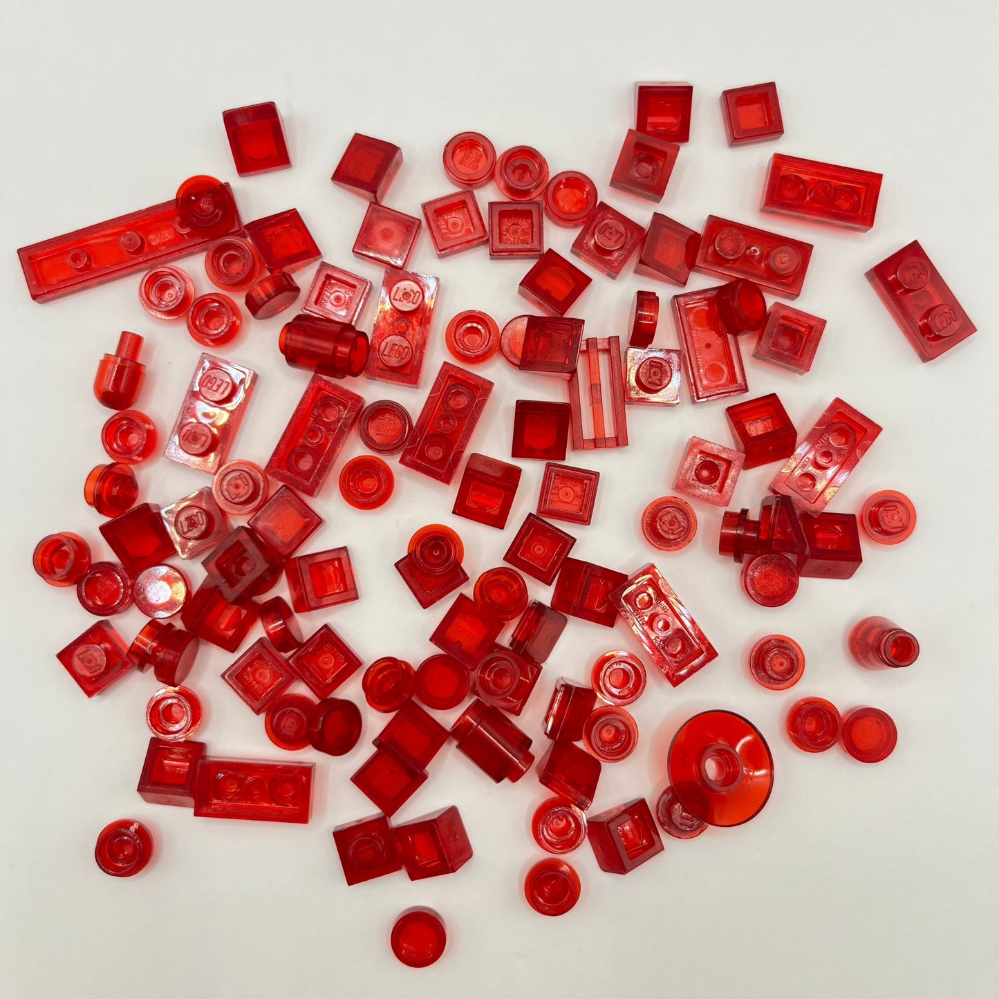 LEGO Transparent Red, Mixed Pieces, (100 Pieces)