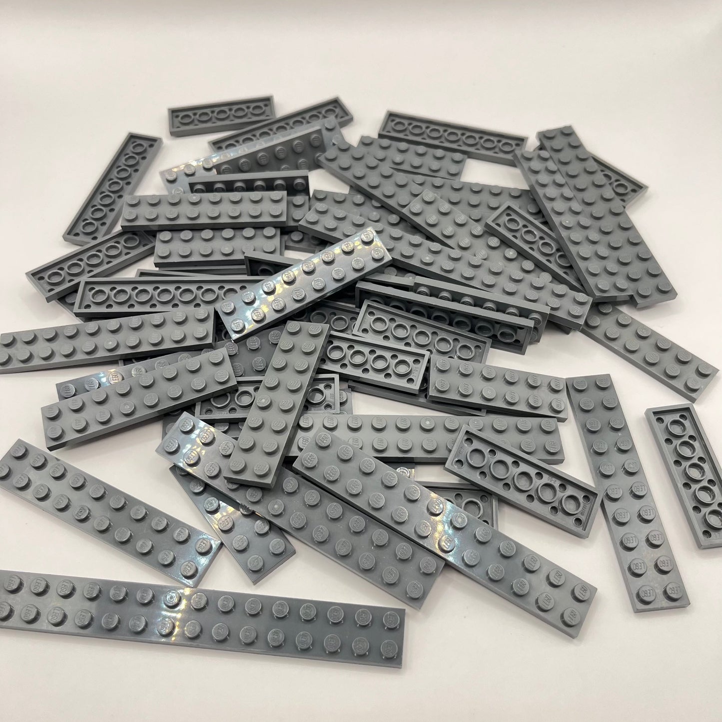 LEGO Dark Bluish Grey, 2x Medium and Long Plates, Approx. 130g