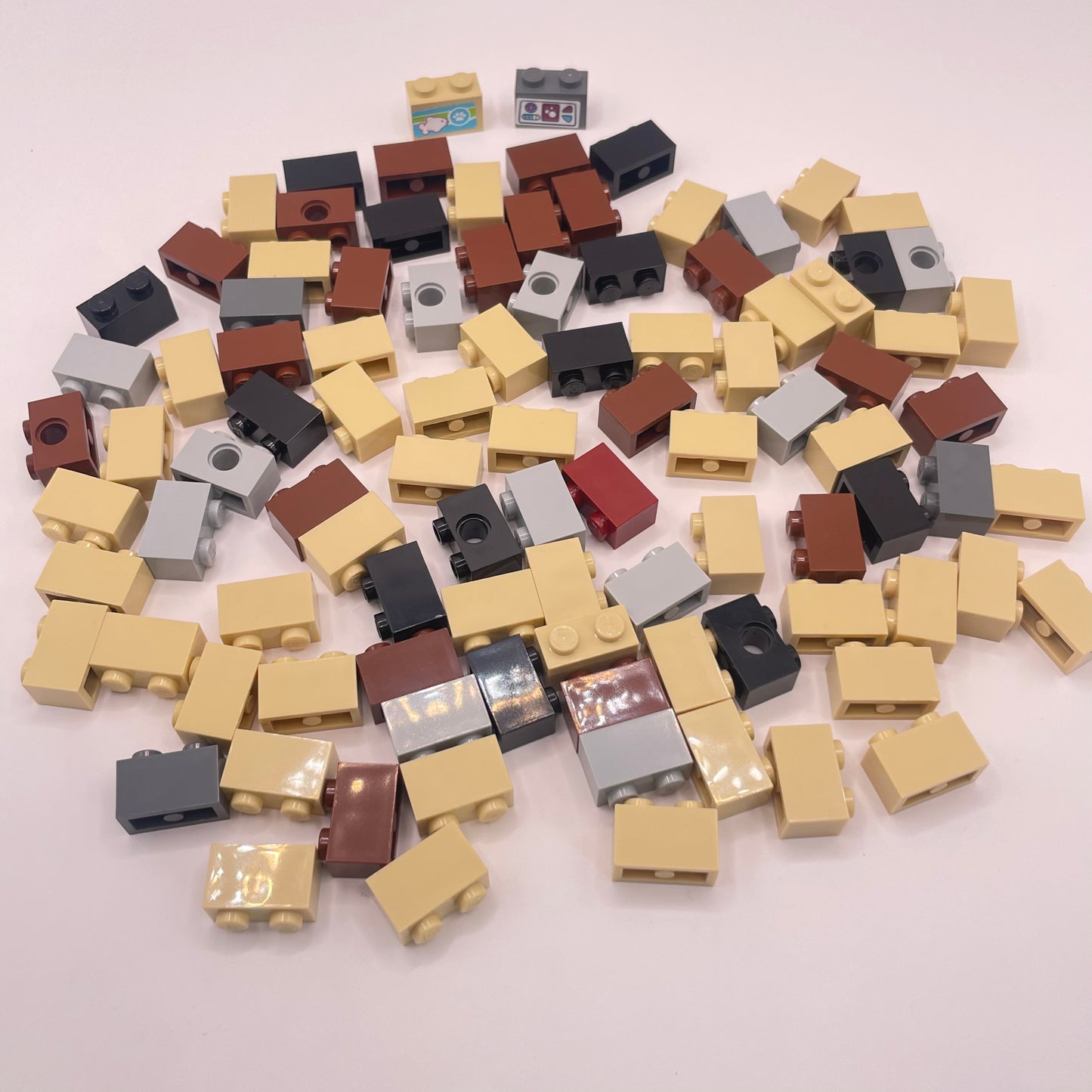 LEGO Bricks 1x2, Earth Tones, Approx. 80g