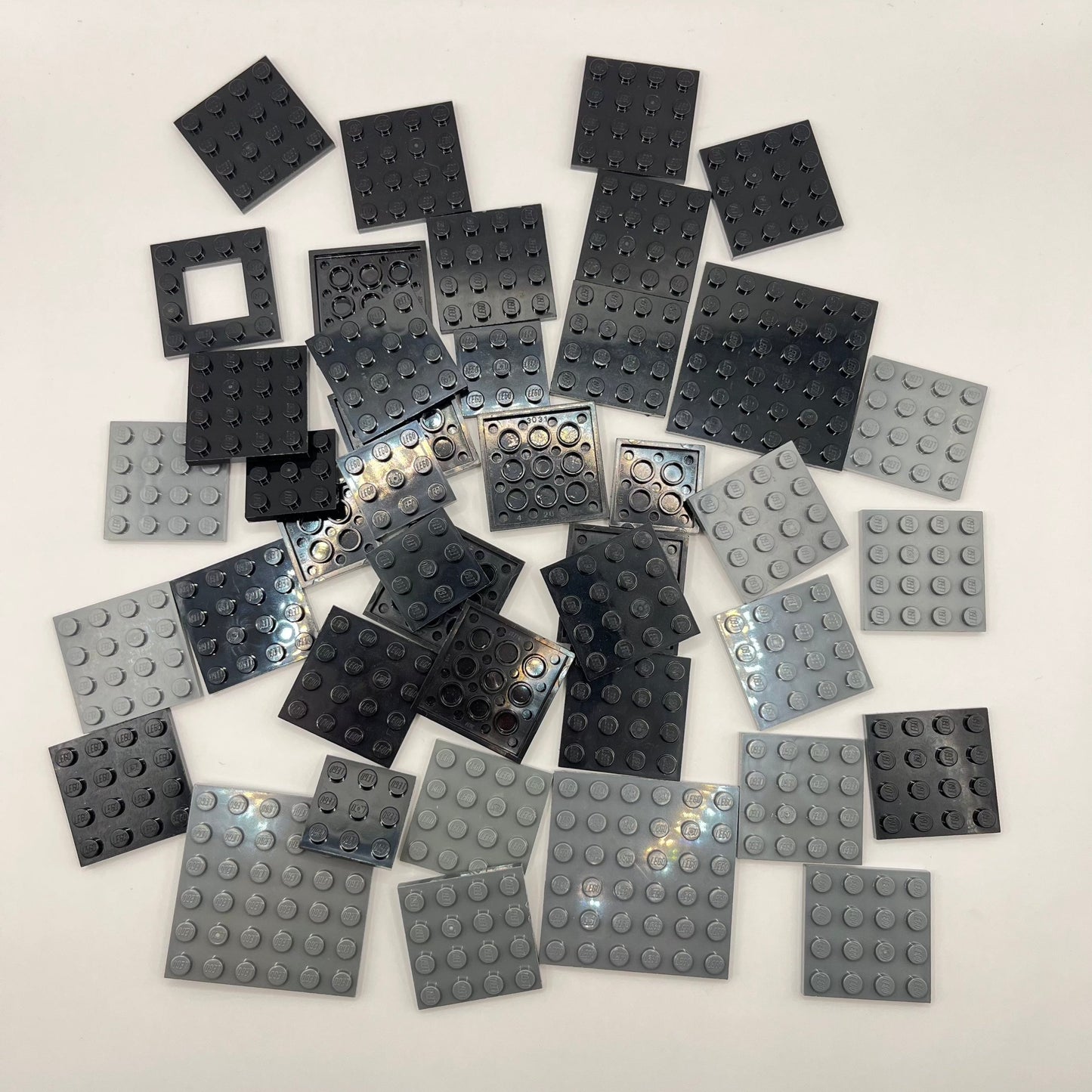 LEGO Black and Dark Bluish Grey, Square Plates, Approx. 90g