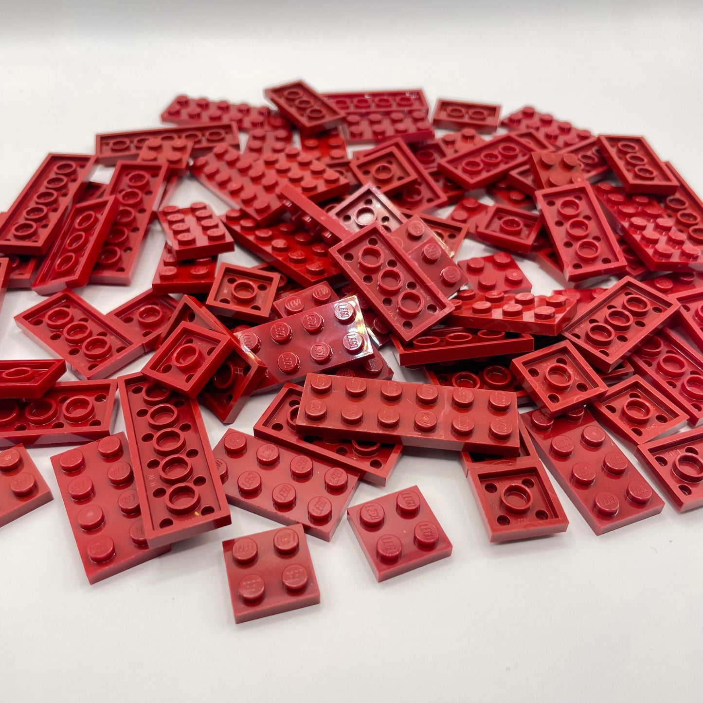 LEGO Plates, 2x Wide, Dark Red, Approx. 90g