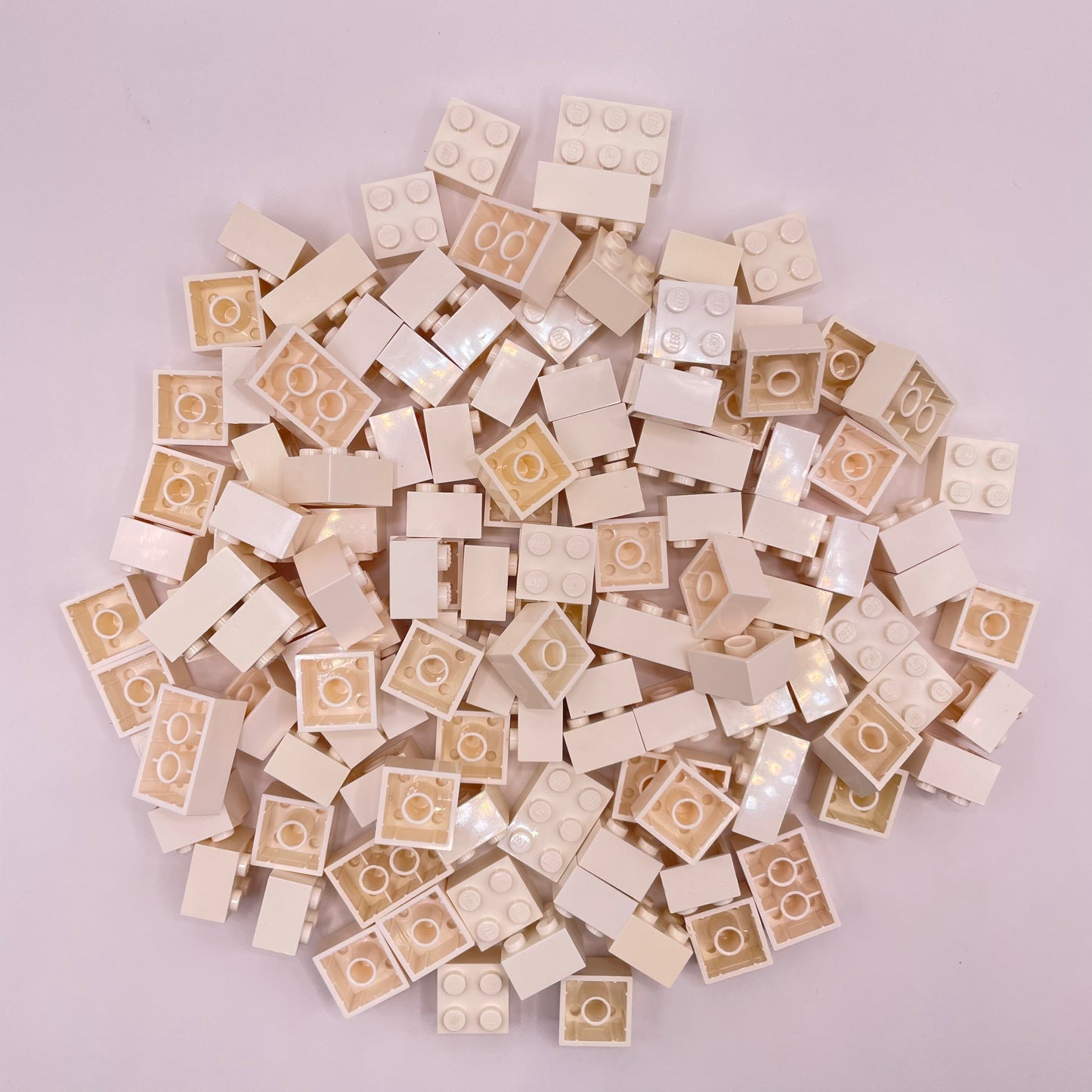 LEGO Bricks, Short, 2x Wide, White, Approx. 150g