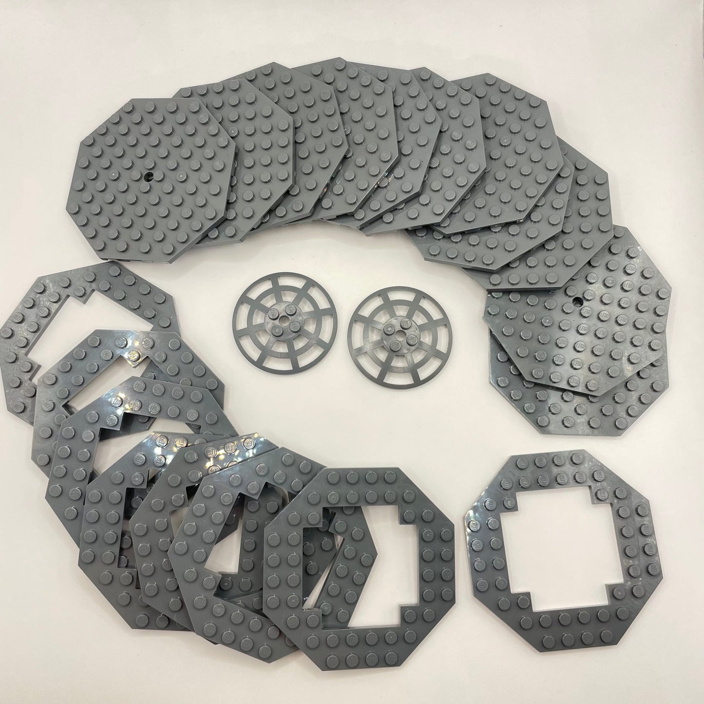 LEGO Plates, Octagon and Dish, Dark Bluish Grey, 21 Piece