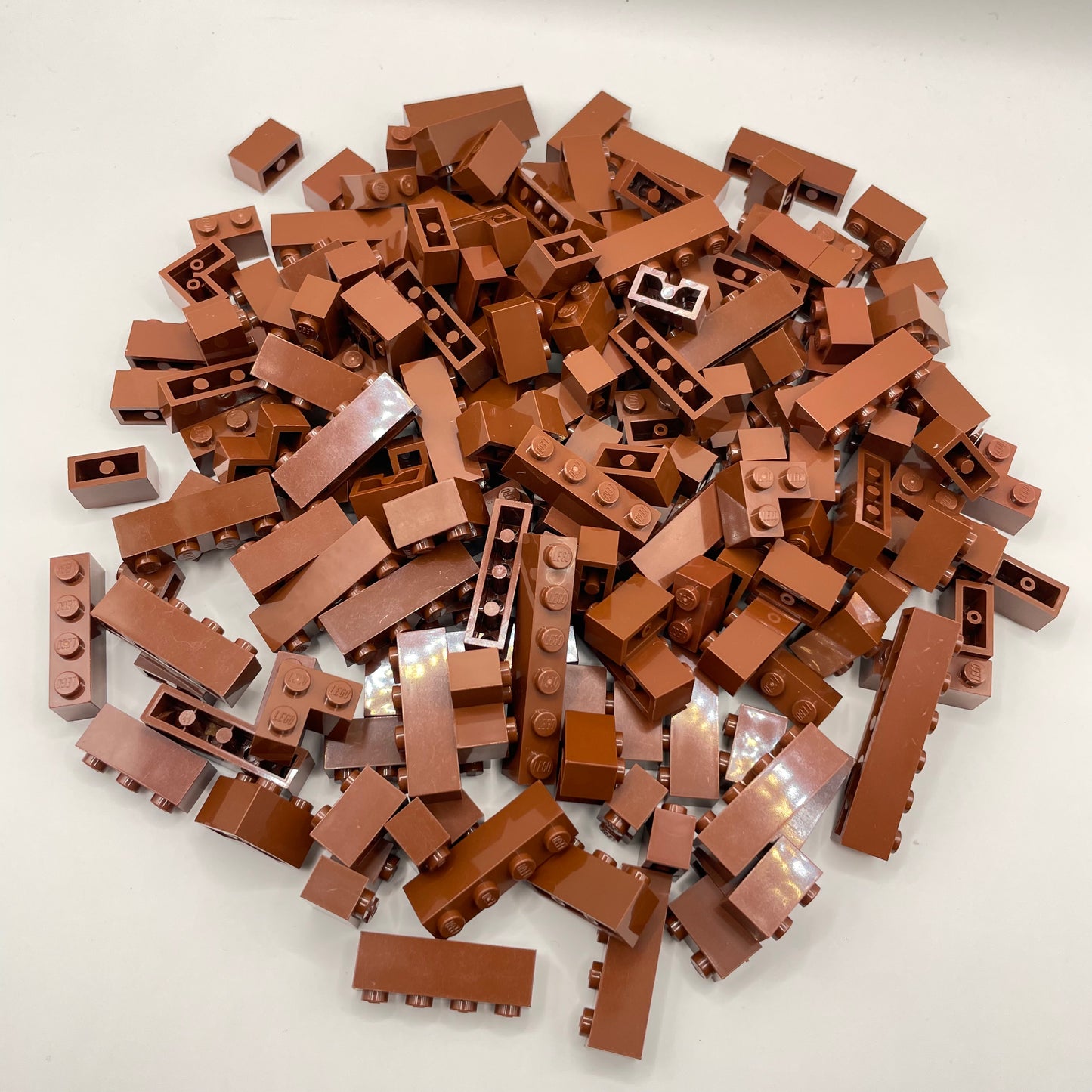 LEGO Bricks 1x Wide, Short, Reddish Brown, Approx. 200g