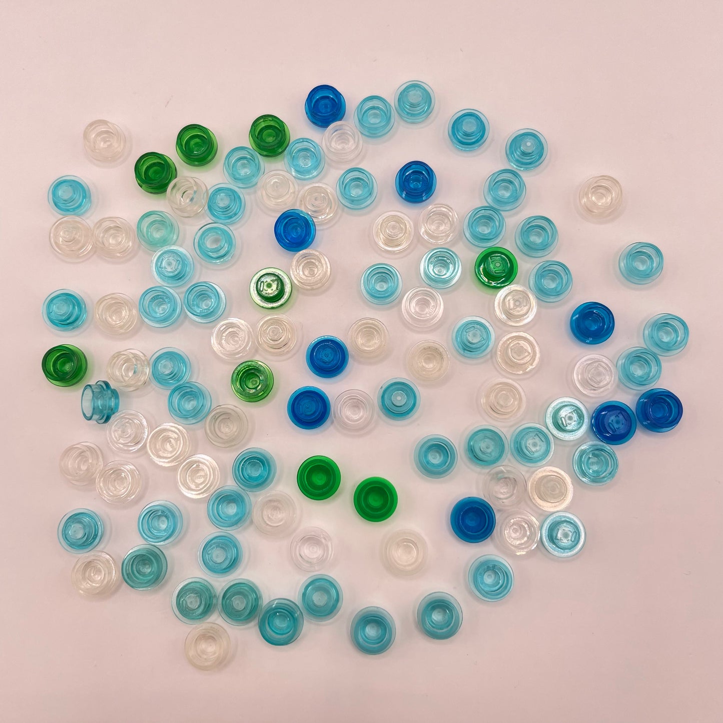 LEGO Plates Round 1x1, Transparent, Water, 100 Pieces