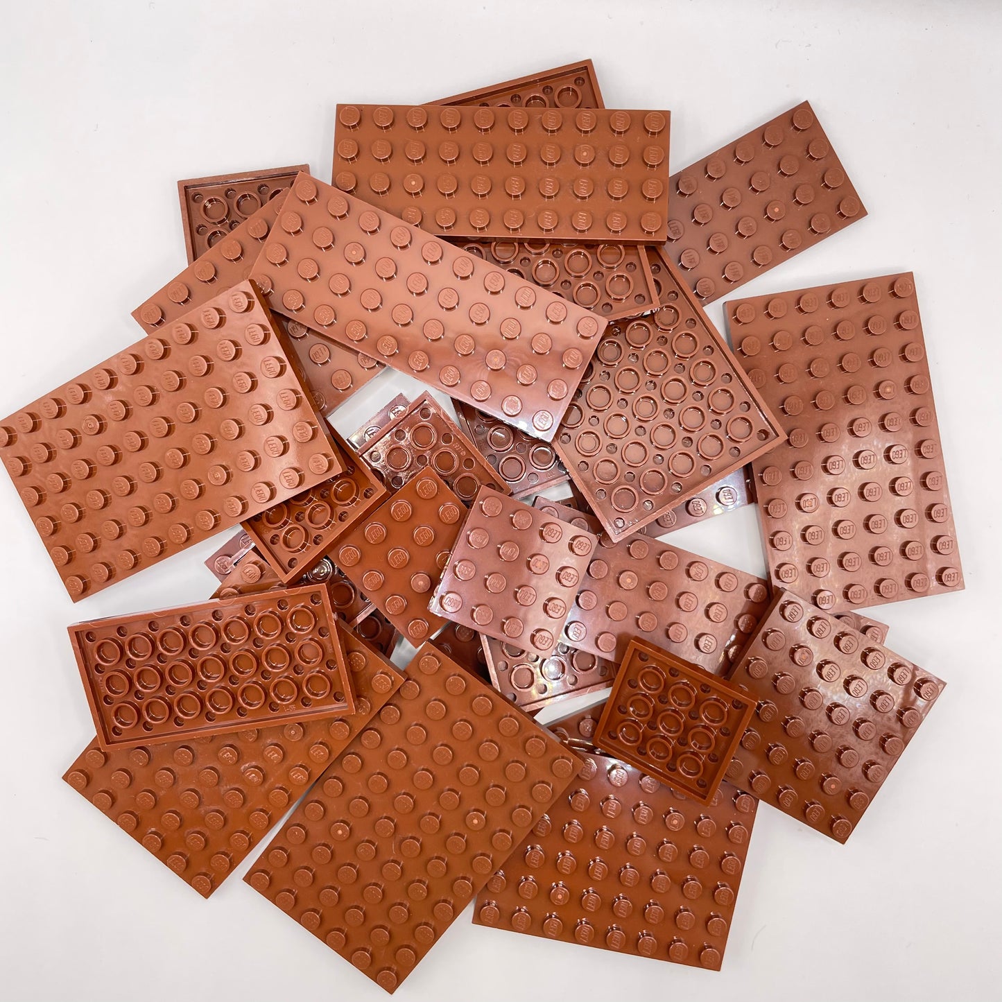 LEGO Medium Plates, Reddish Brown, Approx. 130g