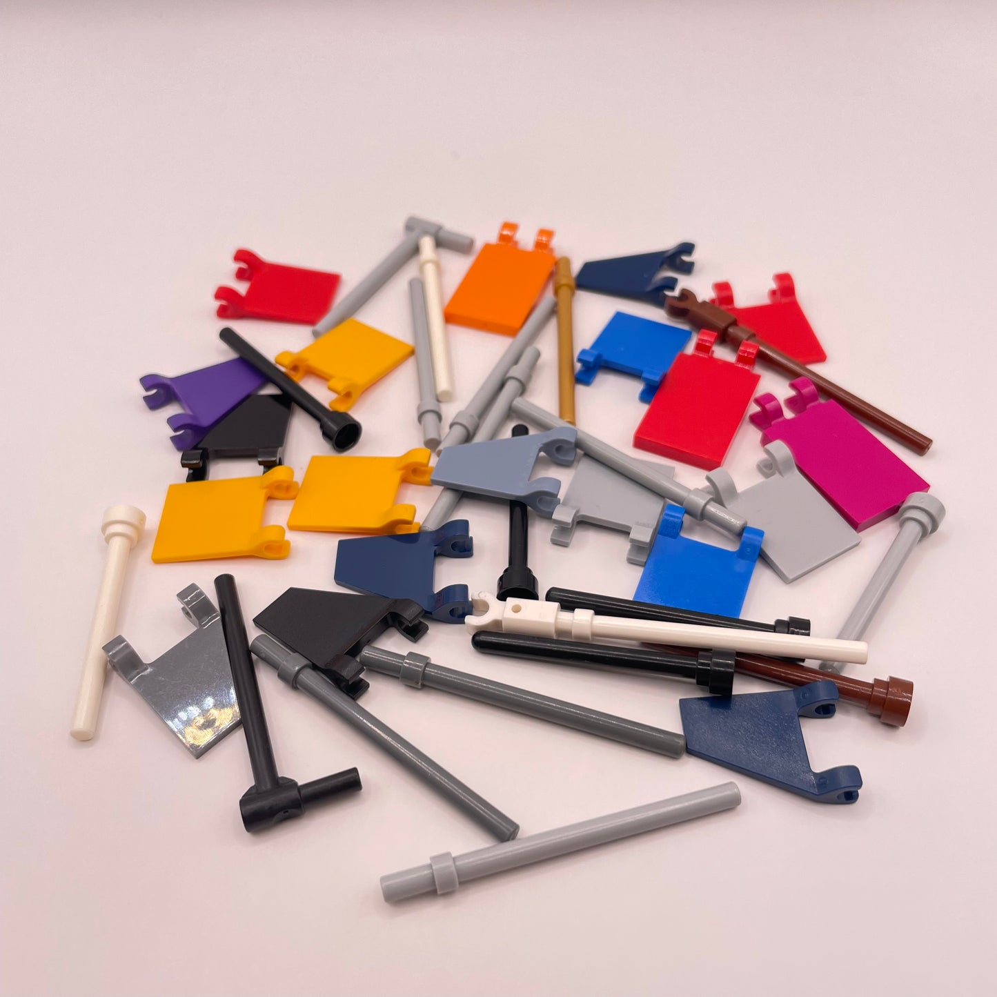 LEGO Plain Colourful Flags / Poles, 40 Pieces