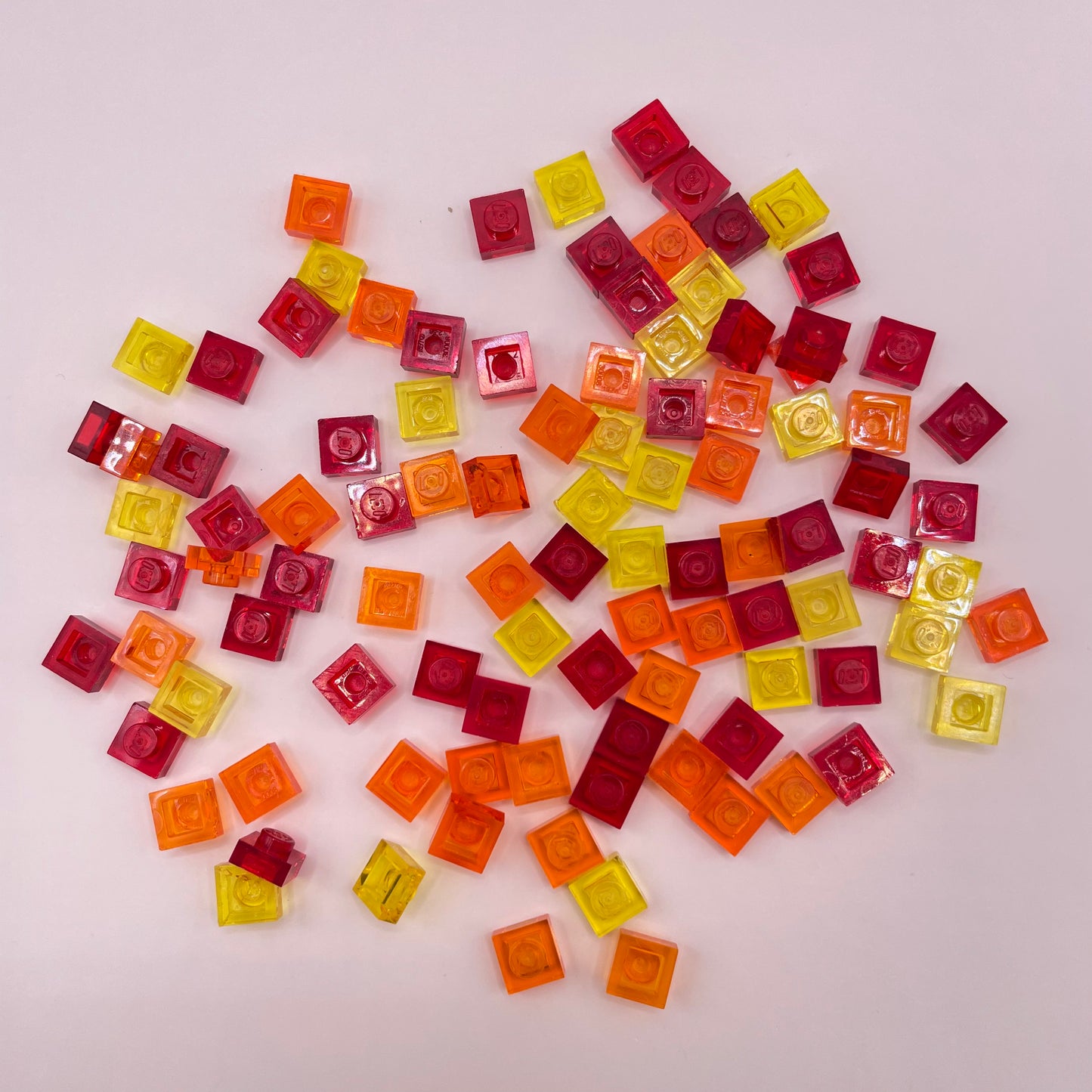 LEGO Square Plates 1x1, Transparent, Sunset Blend, 100 Pieces