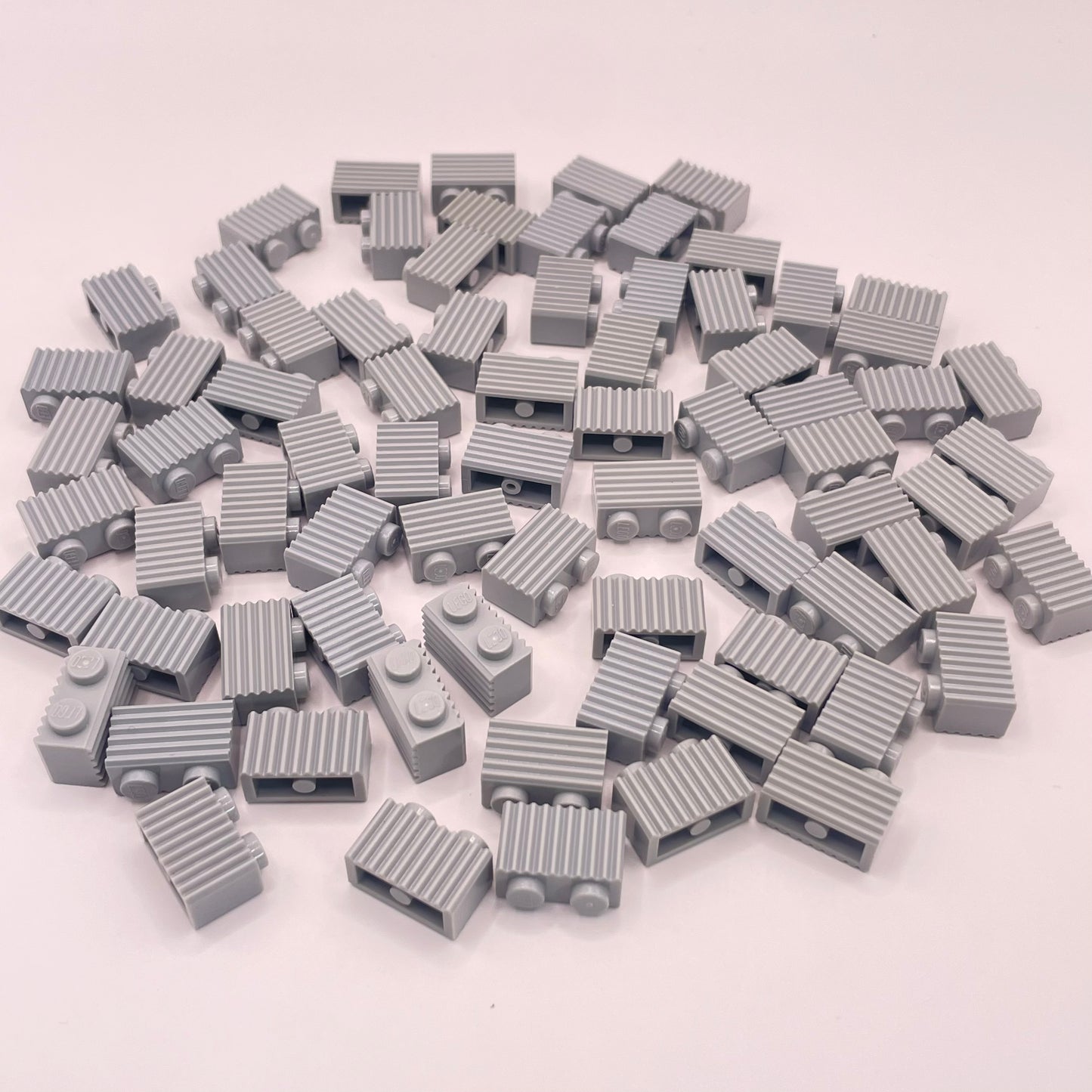LEGO Grille/Fluted Textured Bricks, Light Bluish Grey, 75 Pieces (2877)