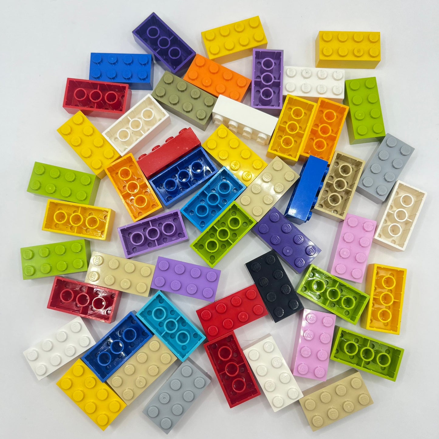 LEGO 2 x 4 Bricks, Mixed Colours, 50 Pieces