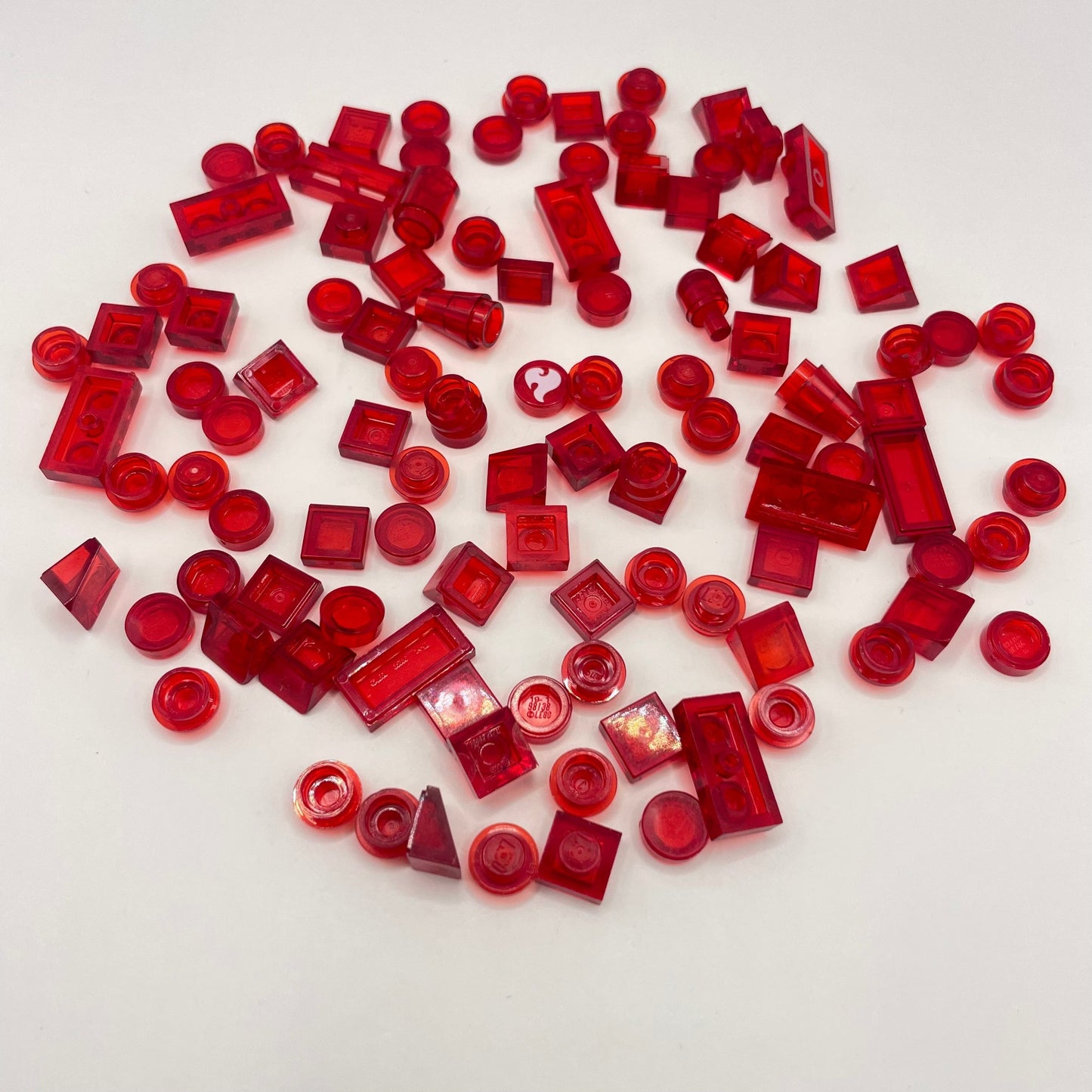 LEGO Transparent Red, Mixed Pieces, (100 Pieces)