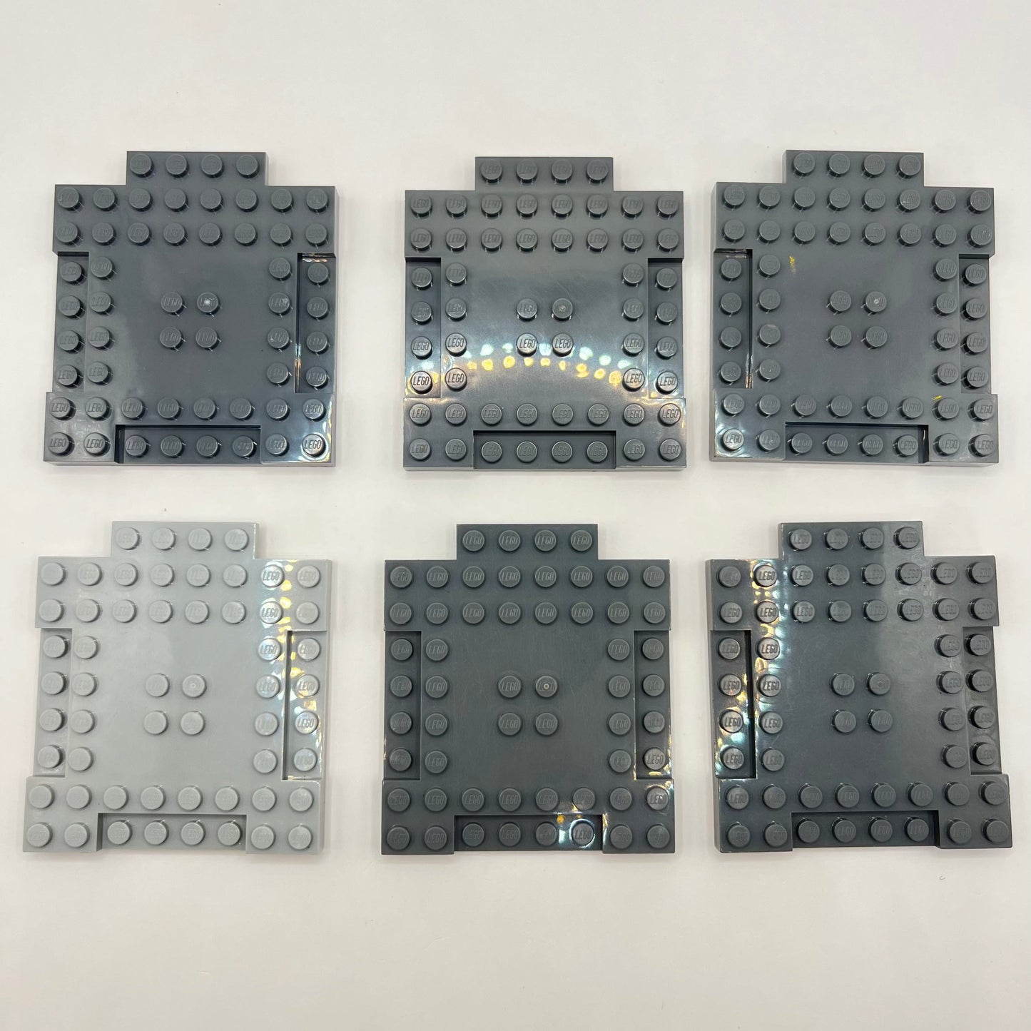 LEGO Modified Plates 8x8, Mixed Grey, 6 pieces