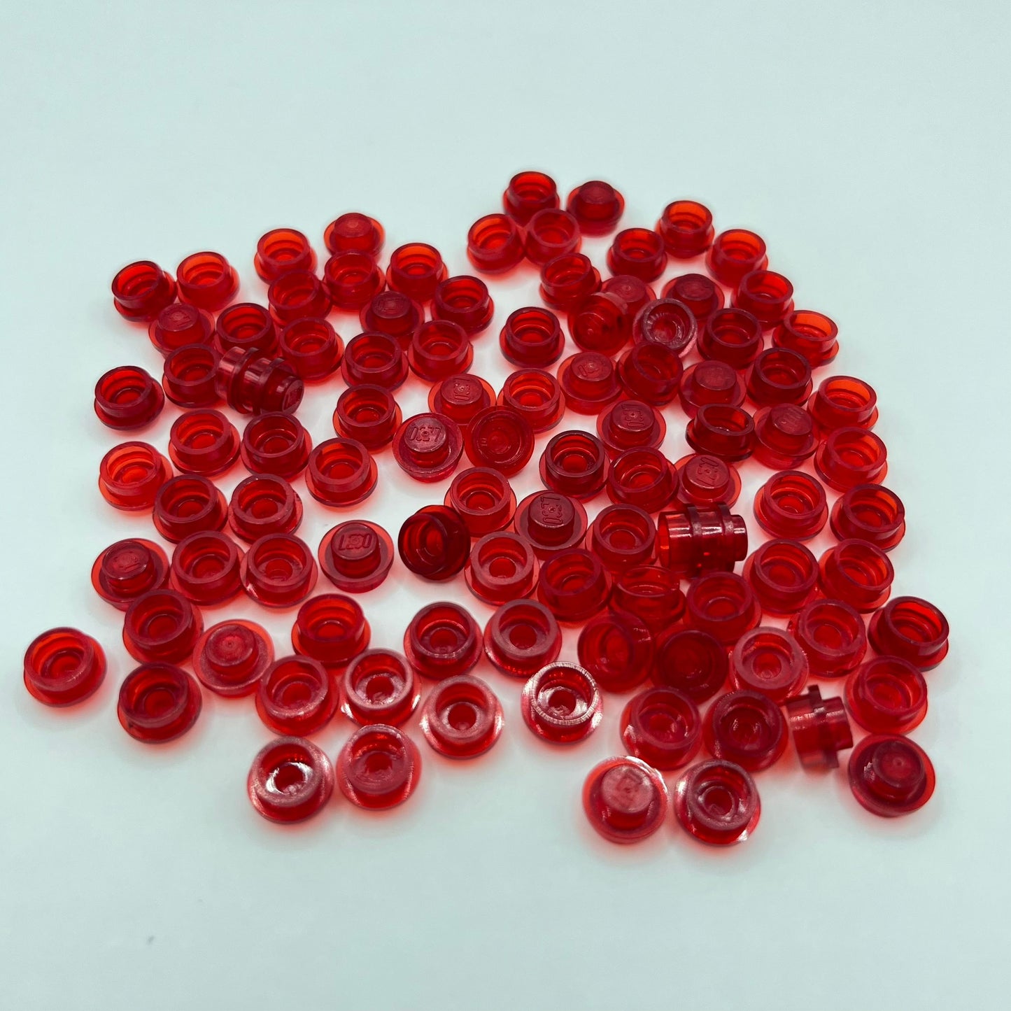LEGO 1x1 Round Trans-Red, Plate Transparent (100 Pieces)