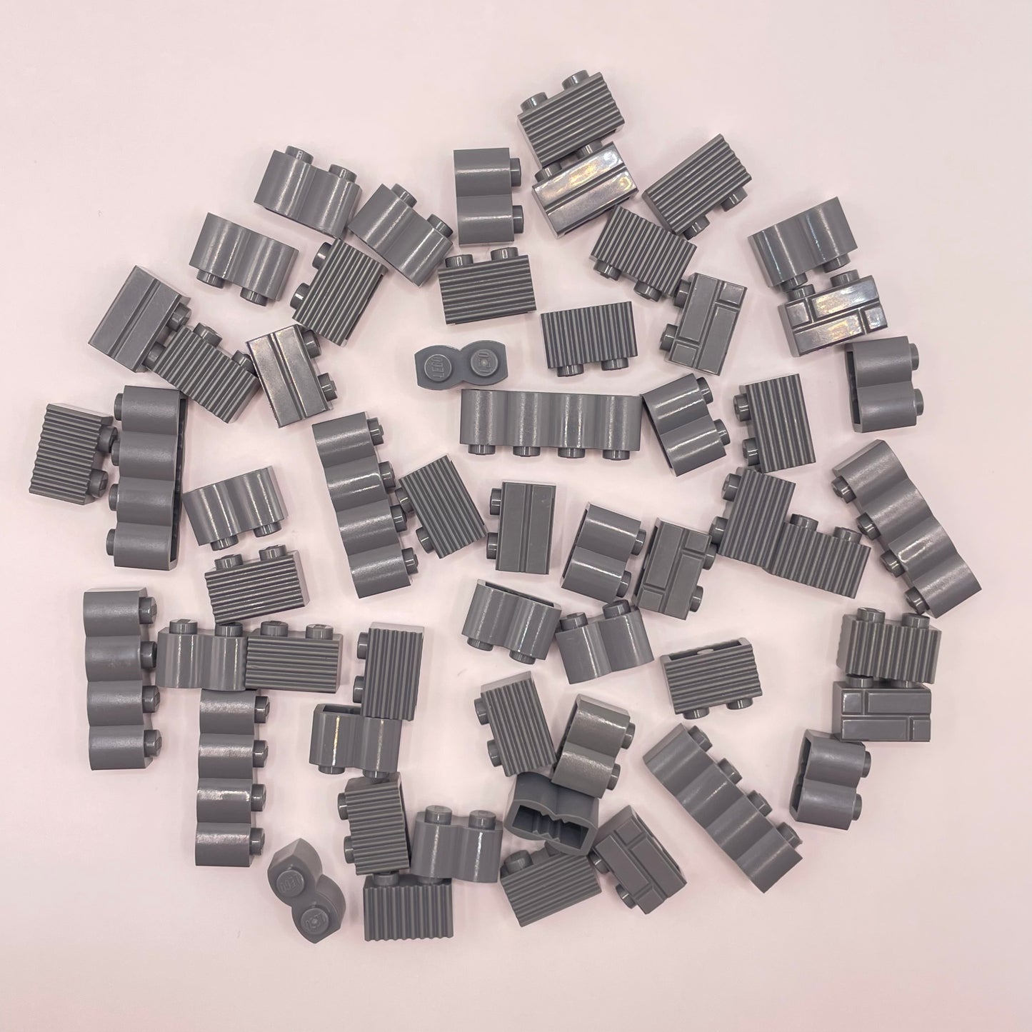 LEGO Textured Bricks, Building, Dark Bluish Grey, 55 Pieces