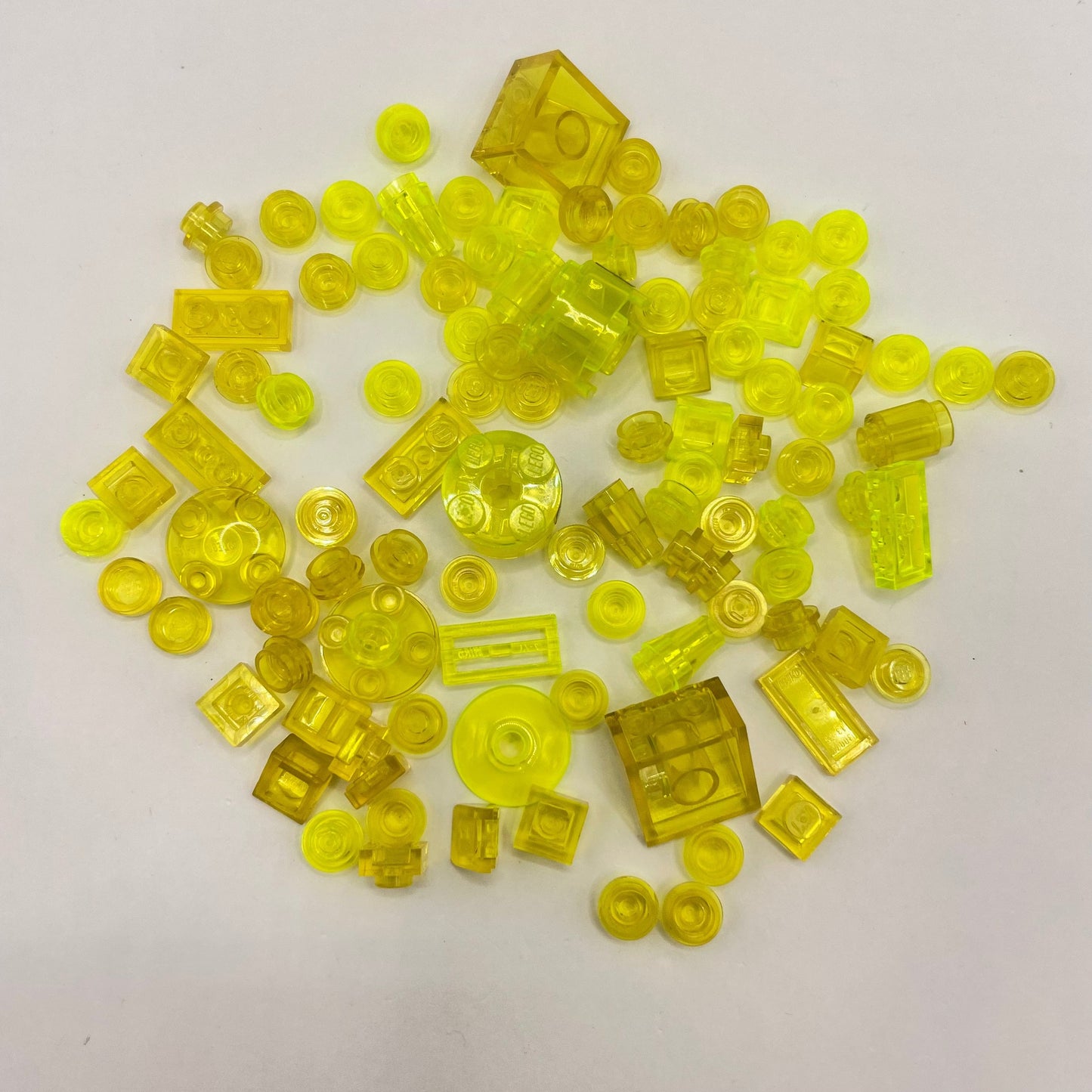 LEGO Transparent Mixed Yellow, Mixed Pieces, (100 Pieces)