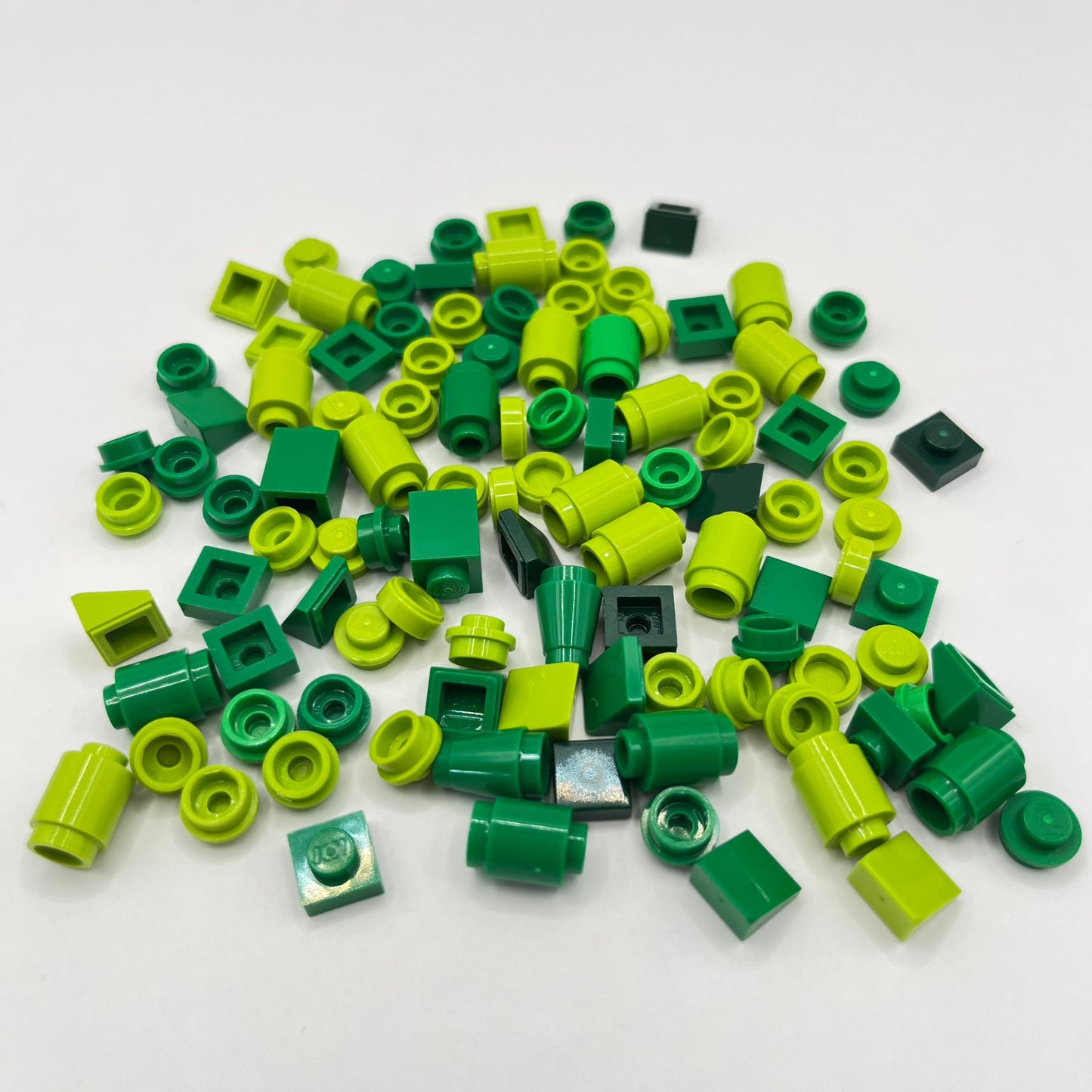 LEGO Mixed Green, 1x1 Greebling, 100 Pieces