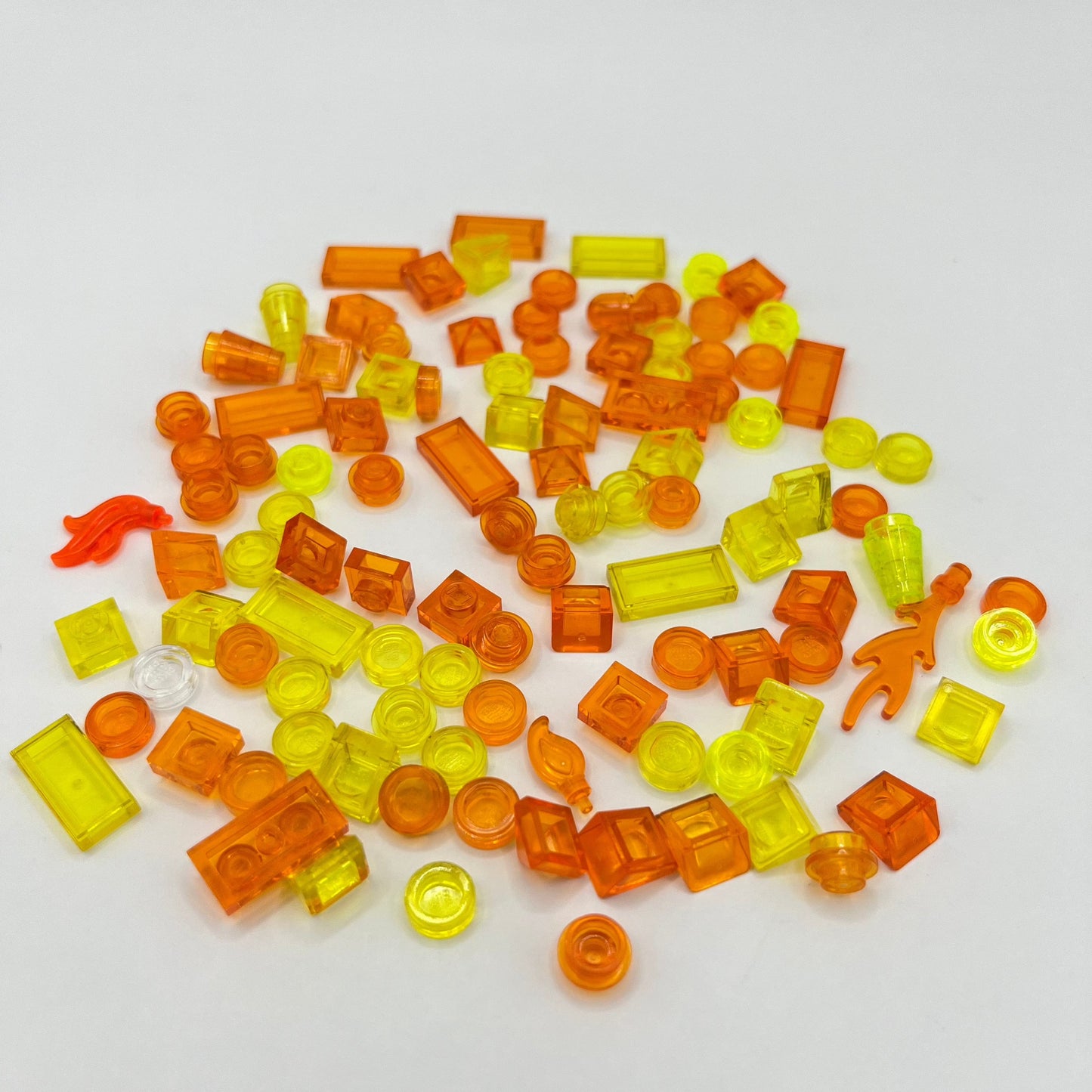 LEGO Yellow and Orange Transparent, Mixed Pieces, (100 Pieces)