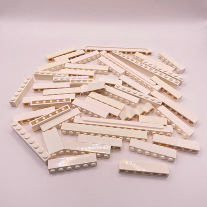 LEGO Bricks, 1x Long, White,  Approx. 125g