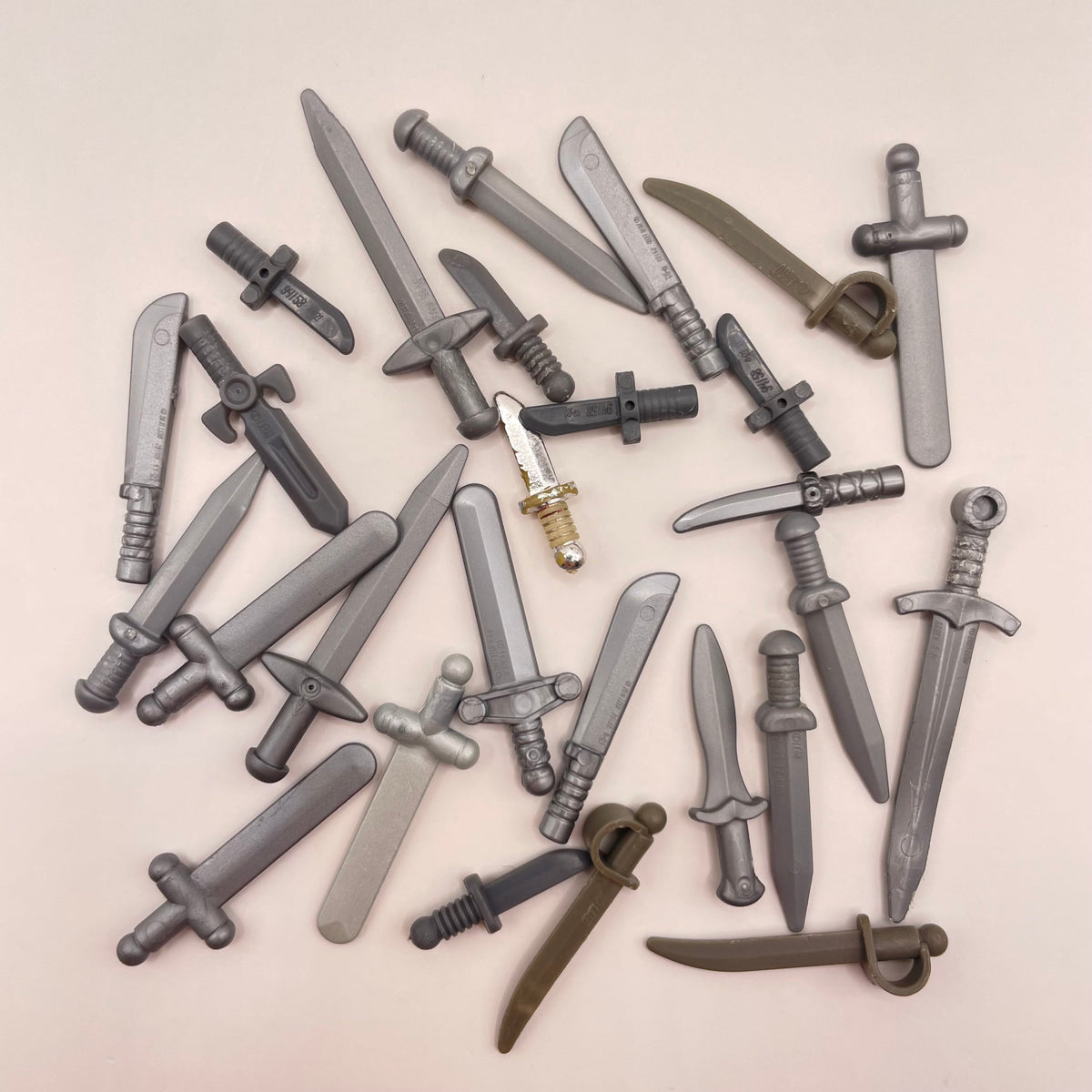 LEGO Mixed Greys, Sword, Castle, Minifigure, 25 Pieces,