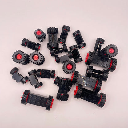 LEGO  Vintage Wheels on Black, Rusty, Approx. 125g