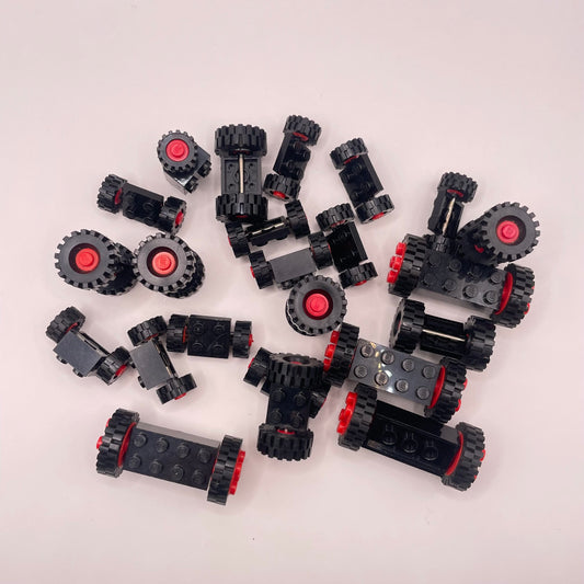 LEGO  Vintage Wheels on Black, Rusty, Approx. 125g