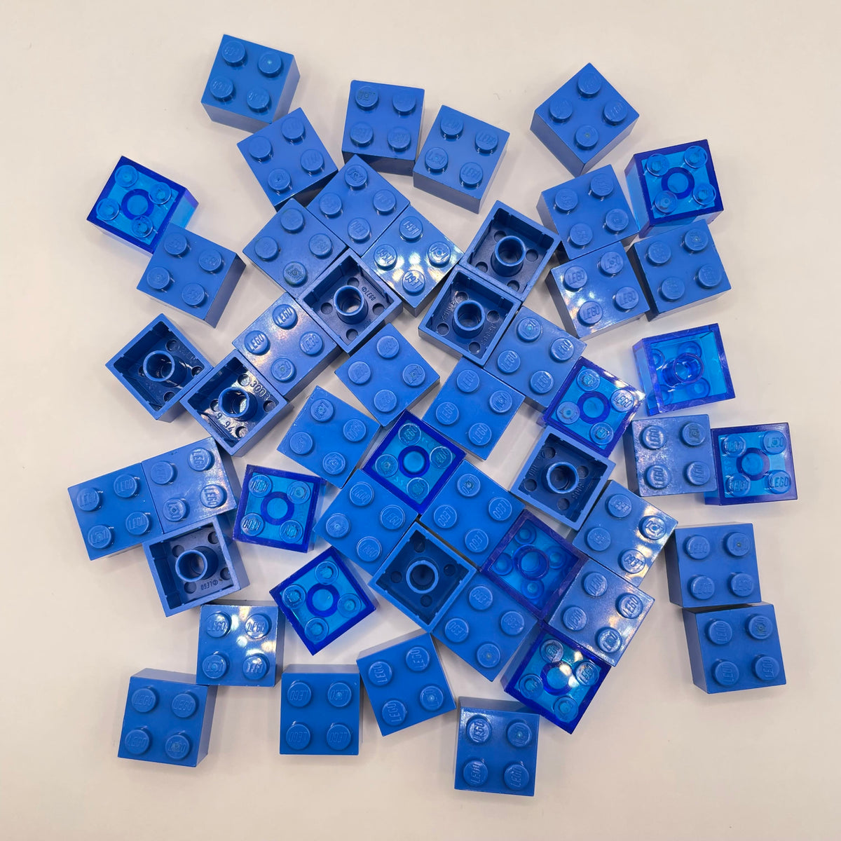 LEGO Bricks, 2x2, Mixed Blue, 50 Pieces