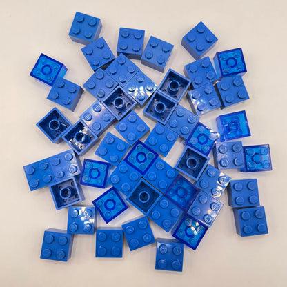 LEGO Bricks, 2x2, Mixed Blue, 50 Pieces