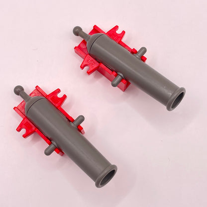LEGO Cannons with Base, Old Dark Grey and Red, Minifigure Accessories, 2 Pieces