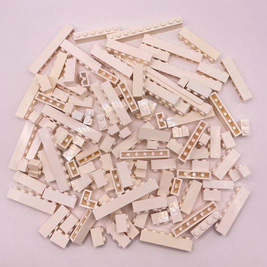 LEGO Bricks 1x Wide, White, Approx. 180g