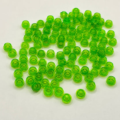 LEGO 1x1 Round Trans-Neon Green, Plate Transparent (100 Pieces)