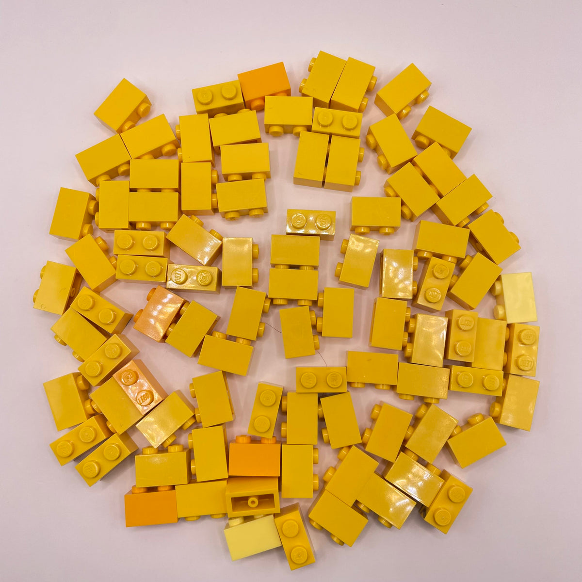 LEGO Bricks, 1x2, Mixed Yellow, Approx. 75g