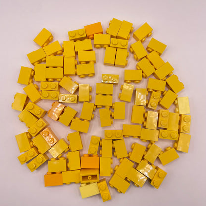 LEGO Bricks, 1x2, Mixed Yellow, Approx. 75g