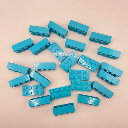 LEGO 2 x 4 Bricks, Medium Azure, 25 Pieces