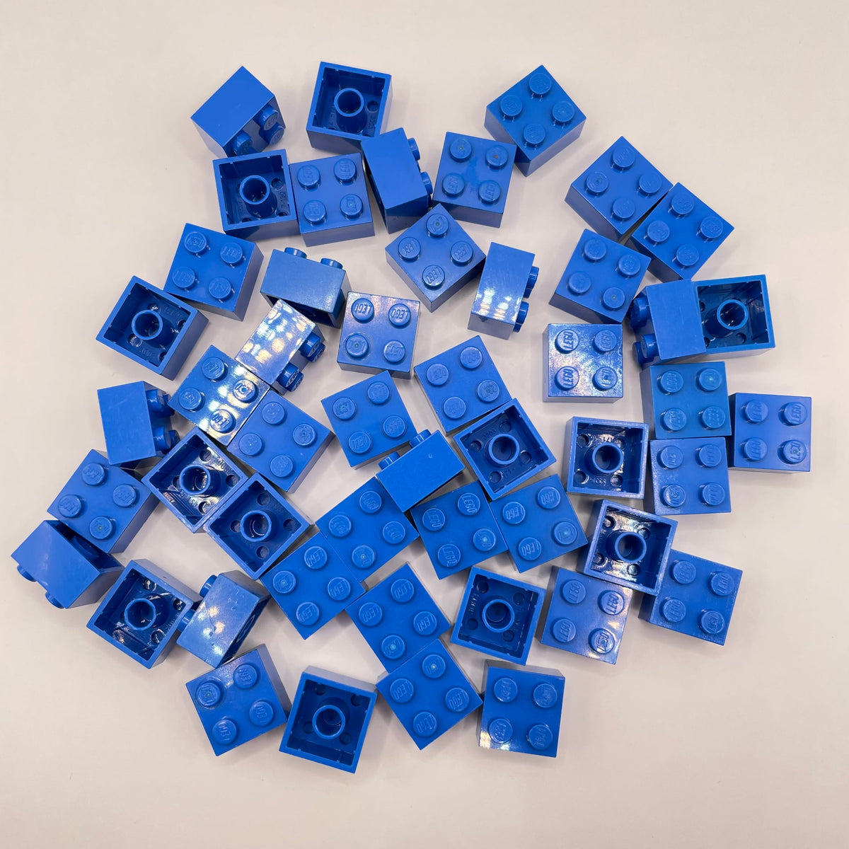 LEGO Bricks, 2x2, Blue, 50 Pieces