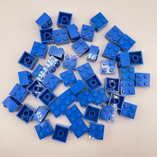 LEGO Bricks, 2x2, Blue, 50 Pieces