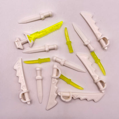 LEGO White and Neon Yellow, Swords, Castle, Minifigure, 15 Pieces