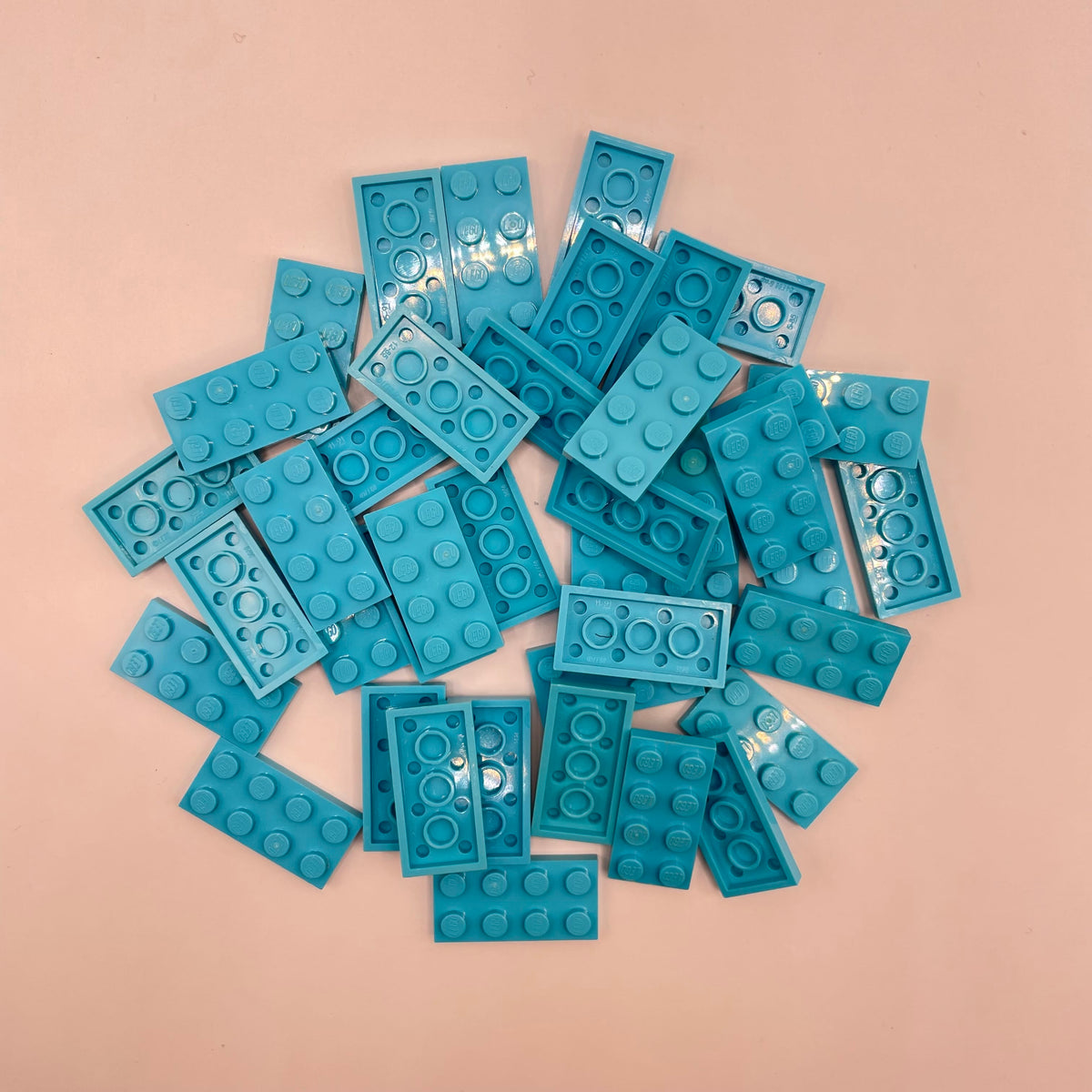 LEGO Plates, 2x4, Medium Azure, 40 Pieces
