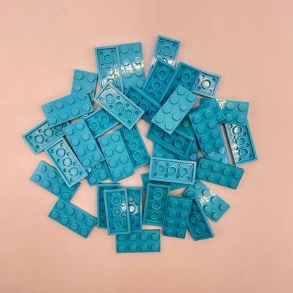 LEGO Plates, 2x4, Medium Azure, 40 Pieces