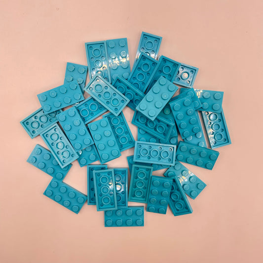 LEGO Plates, 2x4, Medium Azure, 40 Pieces