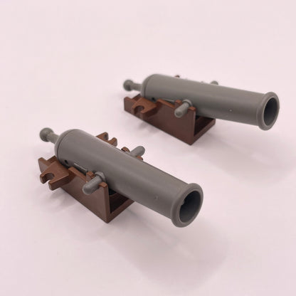 LEGO Cannons with Base, Old Dark Grey and Brown, Minifigure Accessories, 2 Pieces, playwear