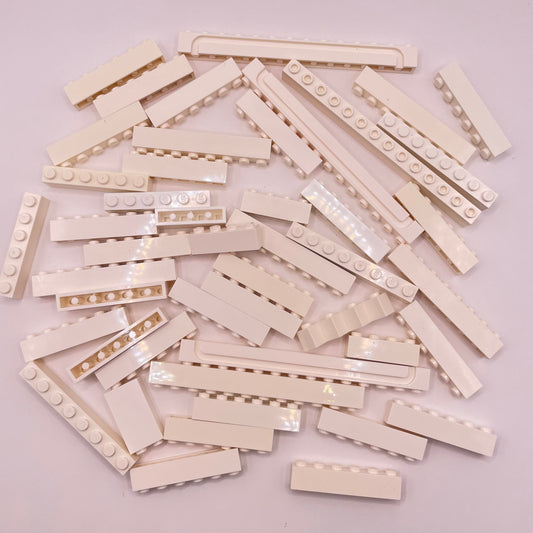 LEGO Bricks, 1x Long, White,  Approx. 125g