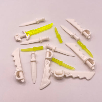 LEGO White and Neon Yellow, Swords, Castle, Minifigure, 15 Pieces