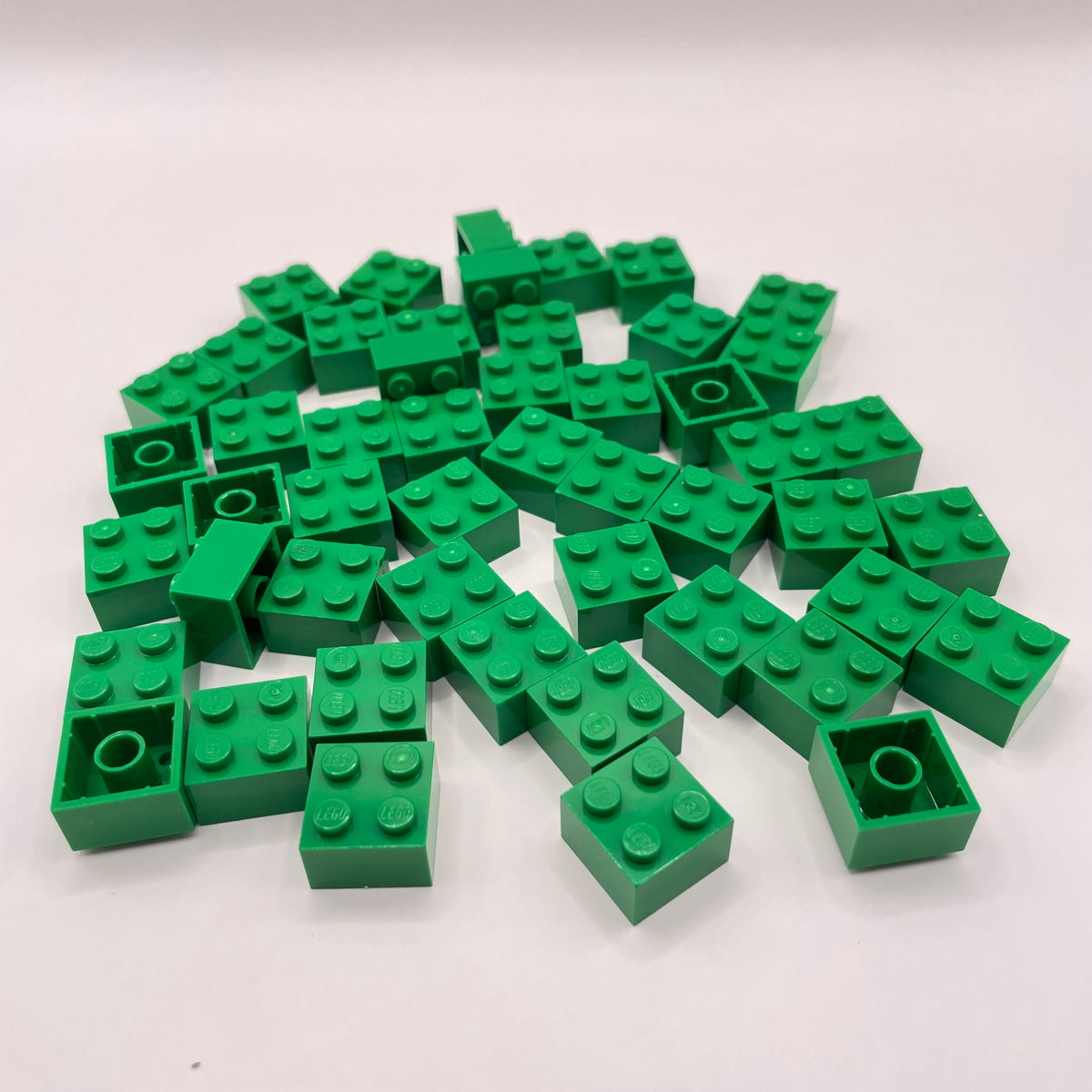 LEGO Bricks, 2x2, Green, 50 Pieces